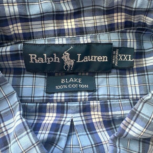Ralph Lauren Blake Button Down Shirt Blue Seersucker Gingham Check Mens XXL - Picture 4 of 4